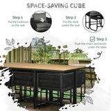 Poly Rattan Cube 10 Seater Garden Dining Set With Rectangular Table - Velmora