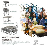 Poly Rattan Cube 10 Seater Garden Dining Set With Rectangular Table - Velmora