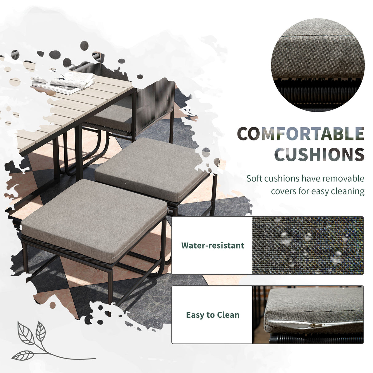 Poly Rattan Cube 10 Seater Garden Dining Set With Rectangular Table - Velmora