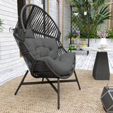 Poly Rattan Egg Swing Chair With Padded Seat Cushion - Velmora