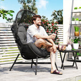 Poly Rattan Egg Swing Chair With Padded Seat Cushion - Velmora