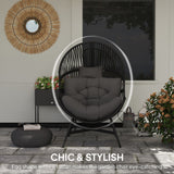 Poly Rattan Egg Swing Chair With Padded Seat Cushion - Velmora