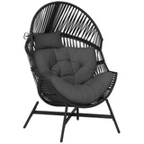 Poly Rattan Egg Swing Chair With Padded Seat Cushion - Velmora