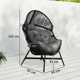 Poly Rattan Egg Swing Chair With Padded Seat Cushion - Velmora