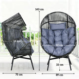 Poly Rattan Egg Swing Chair With Padded Seat Cushion - Velmora