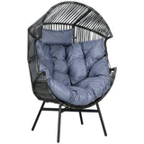 Poly Rattan Egg Swing Chair With Padded Seat Cushion - Velmora