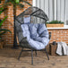 Poly Rattan Egg Swing Chair With Padded Seat Cushion - Velmora
