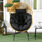 Poly Rattan Egg Swing Chair With Padded Seat Cushion - Velmora