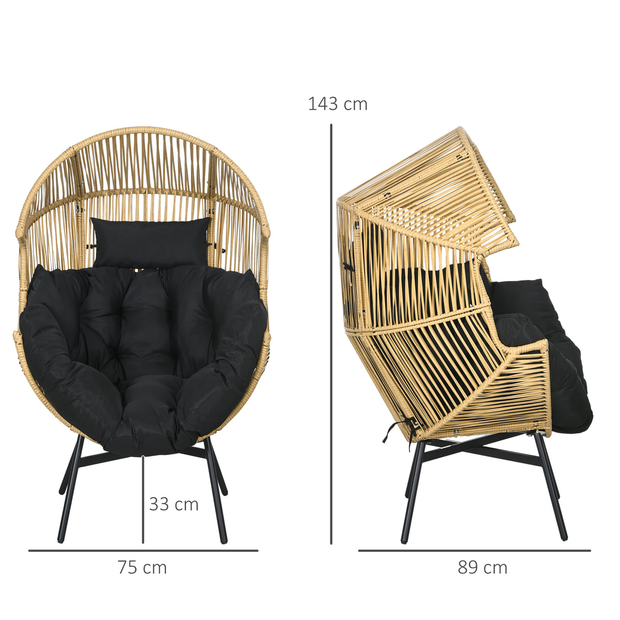 Poly Rattan Egg Swing Chair With Padded Seat Cushion - Velmora