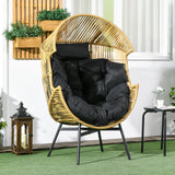 Poly Rattan Egg Swing Chair With Padded Seat Cushion - Velmora