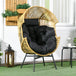 Poly Rattan Egg Swing Chair With Padded Seat Cushion - Velmora