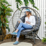 Poly Rattan Folding Egg Chair With Cushion And Bottle Holder Bag - Velmora