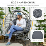 Poly Rattan Folding Egg Chair With Cushion And Bottle Holder Bag - Velmora