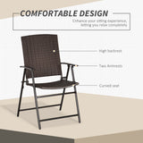 Poly Rattan Folding Garden Armchairs in Set of 2 - Velmora