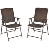 Poly Rattan Folding Garden Armchairs in Set of 2 - Velmora