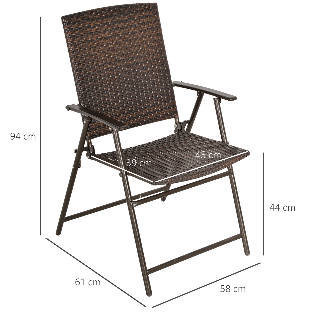Poly Rattan Folding Garden Armchairs in Set of 2 - Velmora