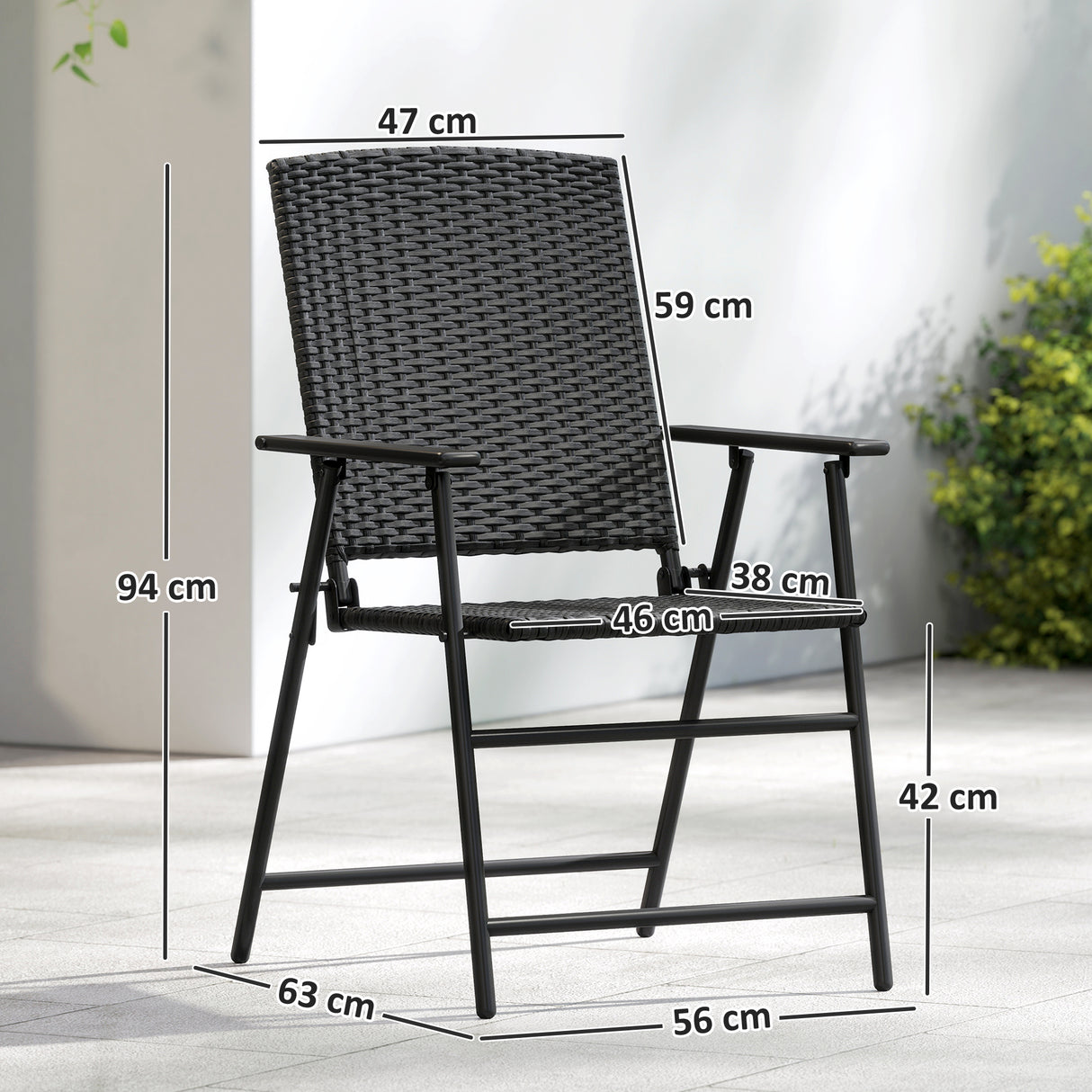 Poly Rattan Folding Garden Armchairs in Set of 2 - Velmora