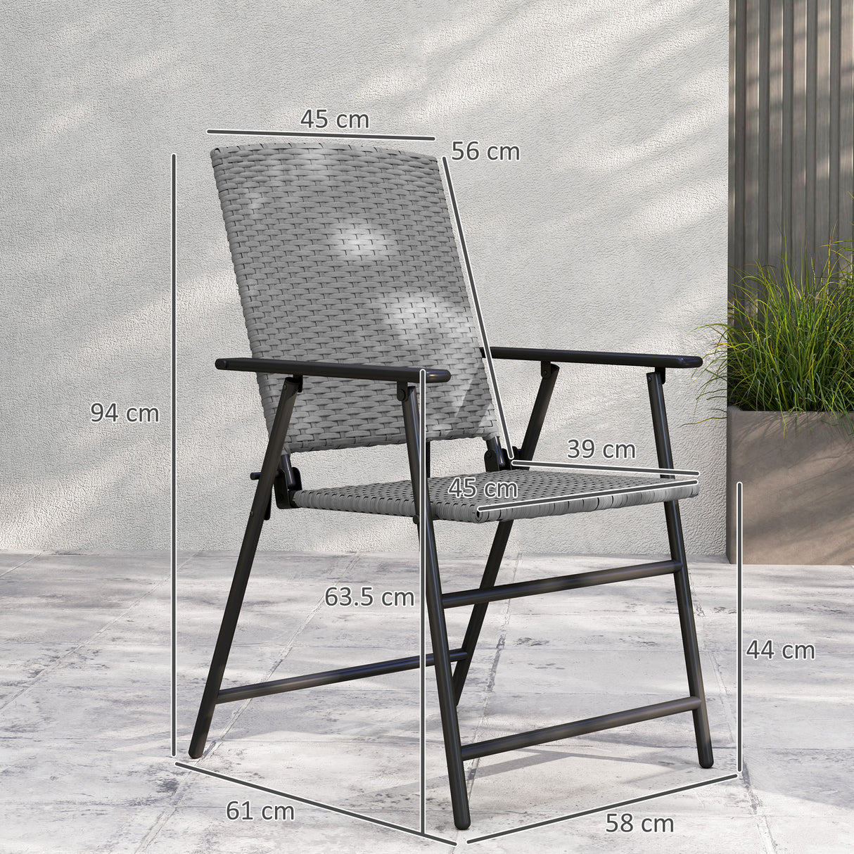 Poly Rattan Folding Garden Armchairs in Set of 2 - Velmora