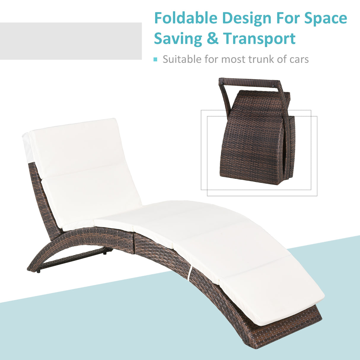Poly Rattan Folding Garden Sun Lounger With Soft Padded Cushion - Velmora