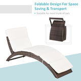 Poly Rattan Folding Garden Sun Lounger With Soft Padded Cushion - Velmora