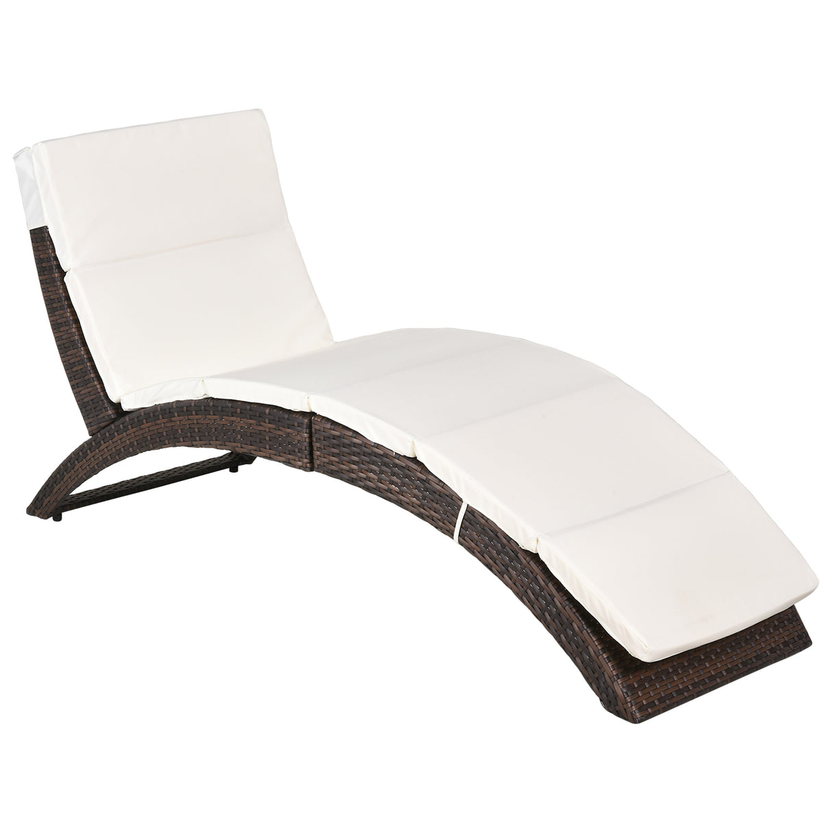 Poly Rattan Folding Garden Sun Lounger With Soft Padded Cushion - Velmora