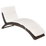 Poly Rattan Folding Garden Sun Lounger With Soft Padded Cushion - Velmora