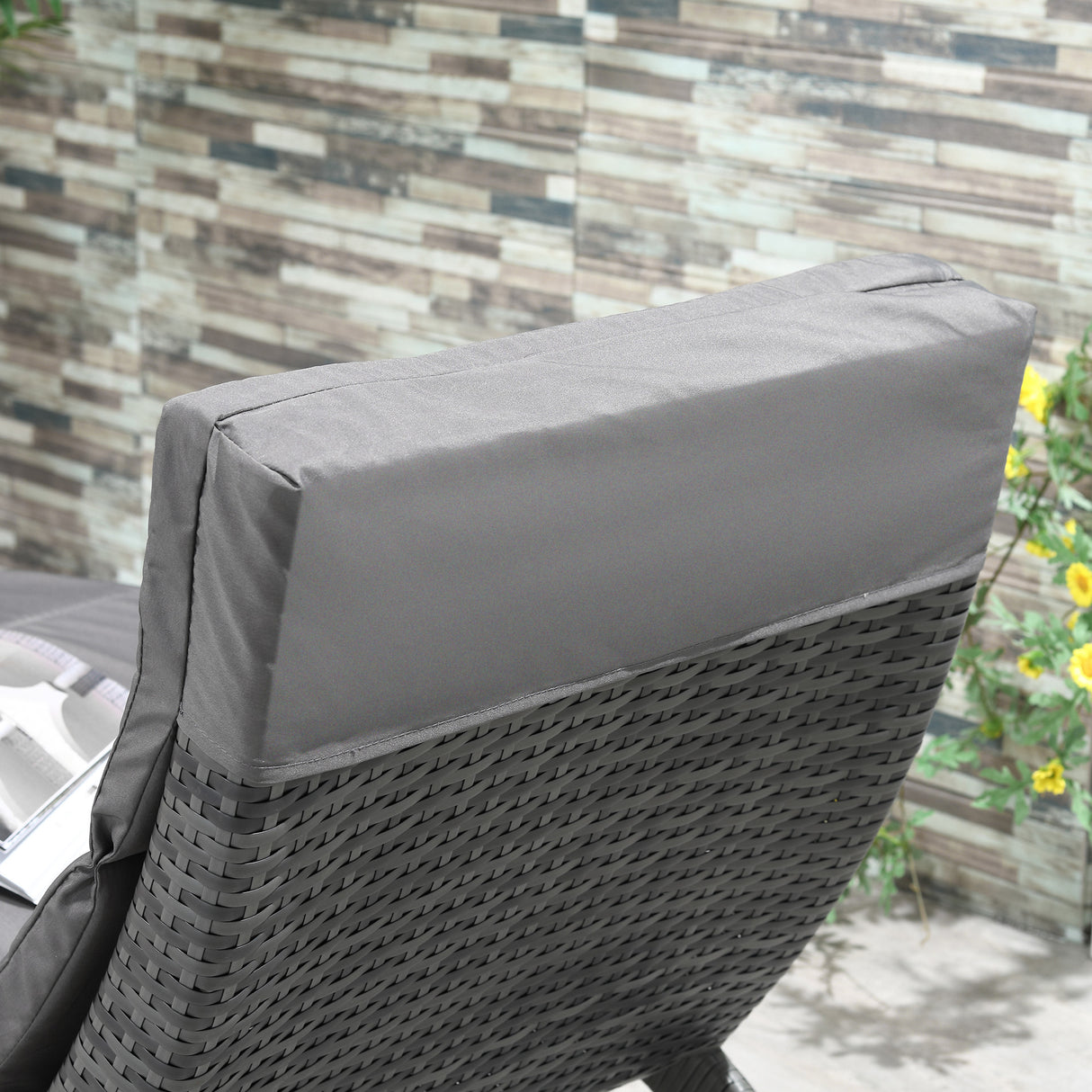 Poly Rattan Folding Garden Sun Lounger With Soft Padded Cushion - Velmora