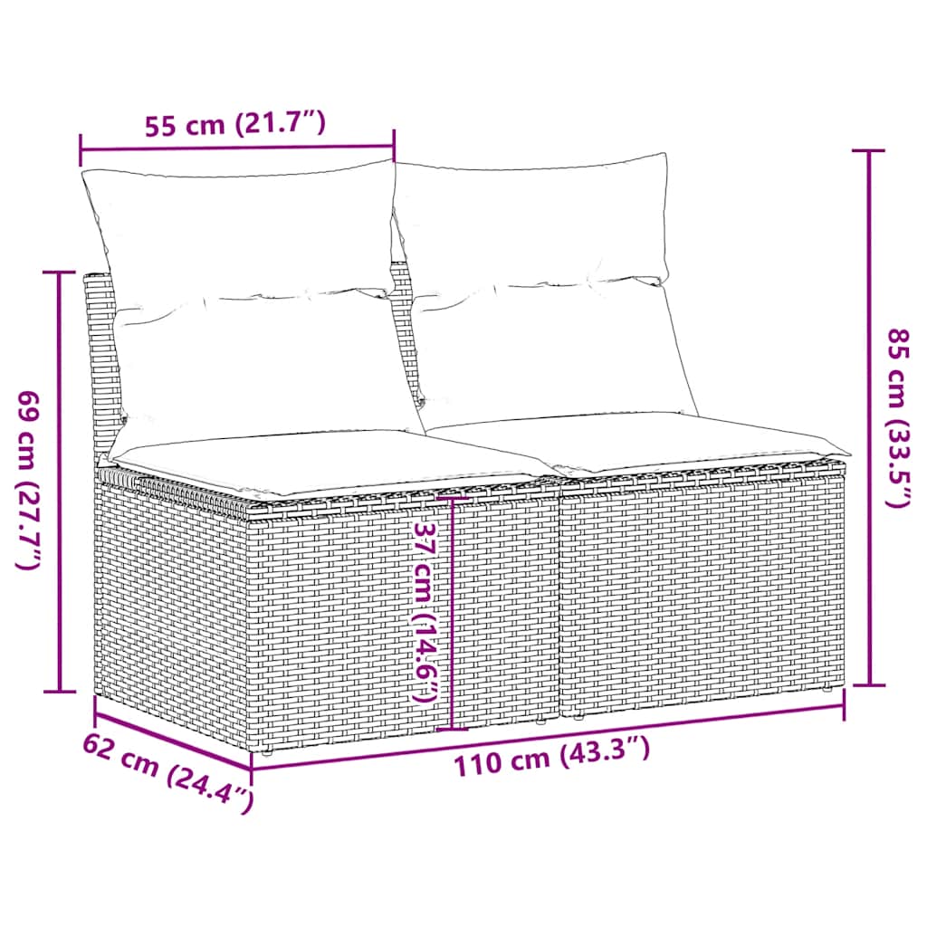 Poly Rattan Garden 2 Seater Sofa With Cushions And Storage - Vantage Home
