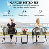 Poly Rattan Garden Bistro Set With 2 Folding Chairs - Velmora