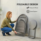 Poly Rattan Garden Bistro Set With 2 Folding Chairs - Velmora