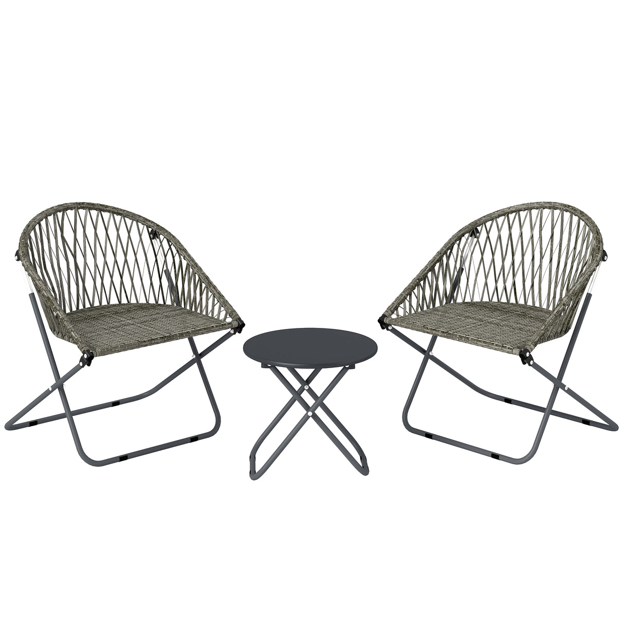Poly Rattan Garden Bistro Set With 2 Folding Chairs - Velmora