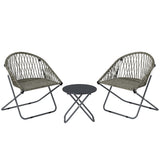 Poly Rattan Garden Bistro Set With 2 Folding Chairs - Velmora