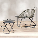 Poly Rattan Garden Bistro Set With 2 Folding Chairs - Velmora
