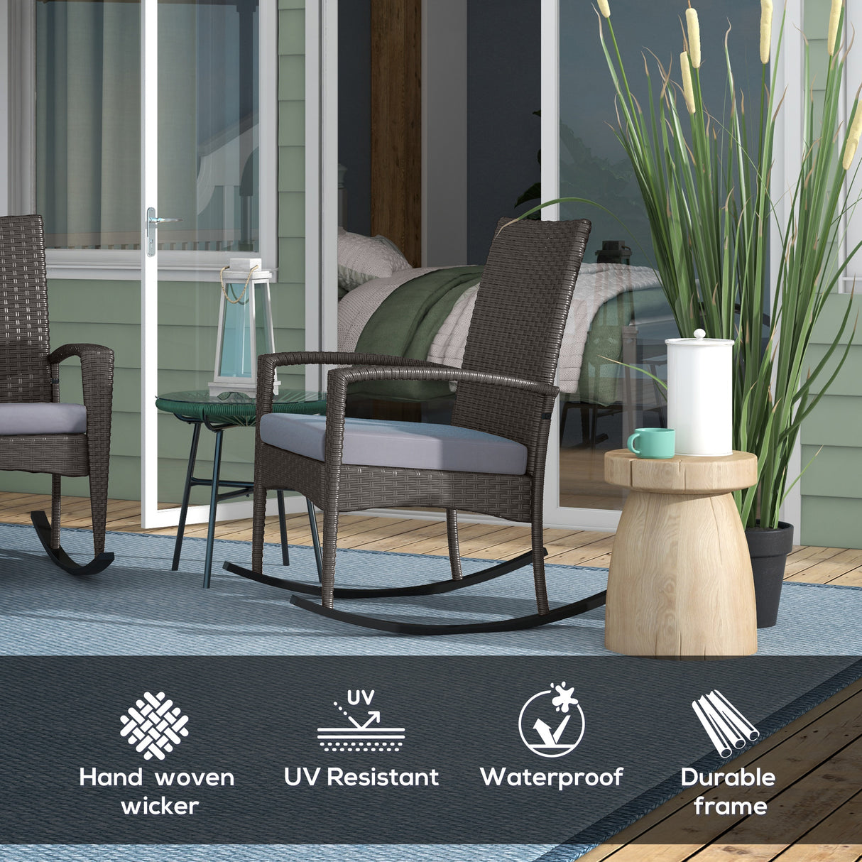 Poly Rattan Garden Rocking Armchair in Set of 2 - Velmora