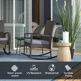 Poly Rattan Garden Rocking Armchair in Set of 2 - Velmora