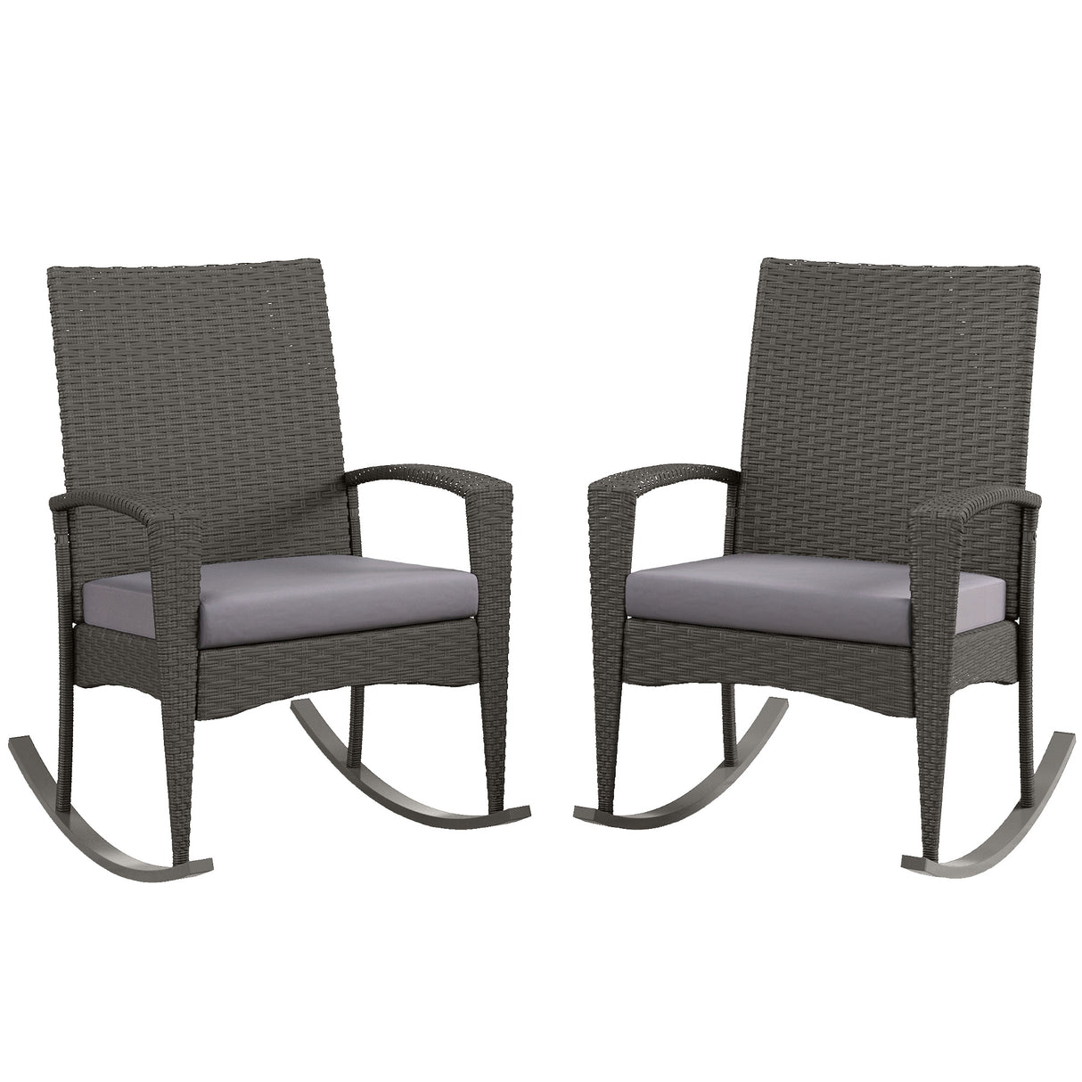 Poly Rattan Garden Rocking Armchair in Set of 2 - Velmora
