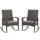 Poly Rattan Garden Rocking Armchair in Set of 2 - Velmora