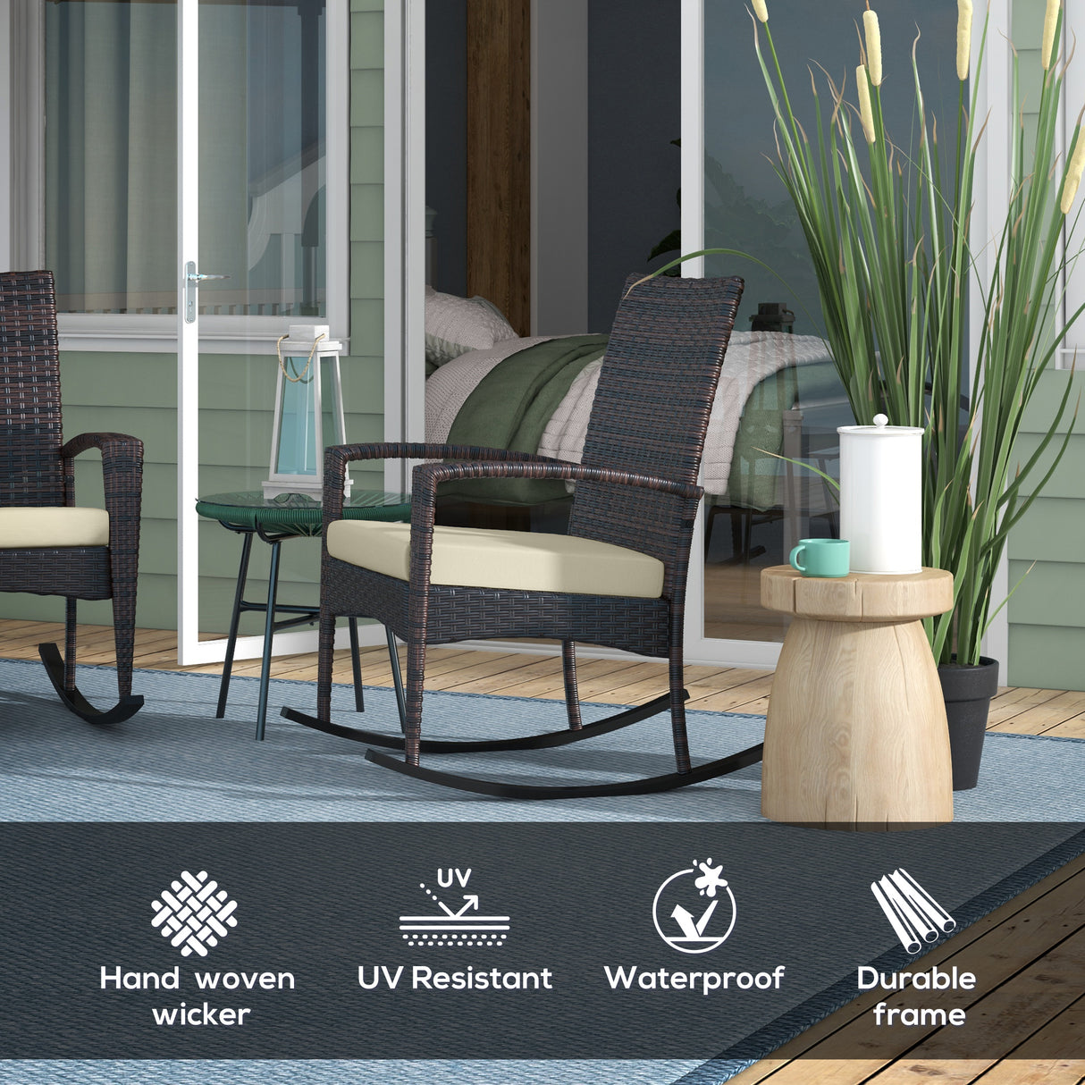 Poly Rattan Garden Rocking Armchair in Set of 2 - Velmora