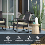 Poly Rattan Garden Rocking Armchair in Set of 2 - Velmora