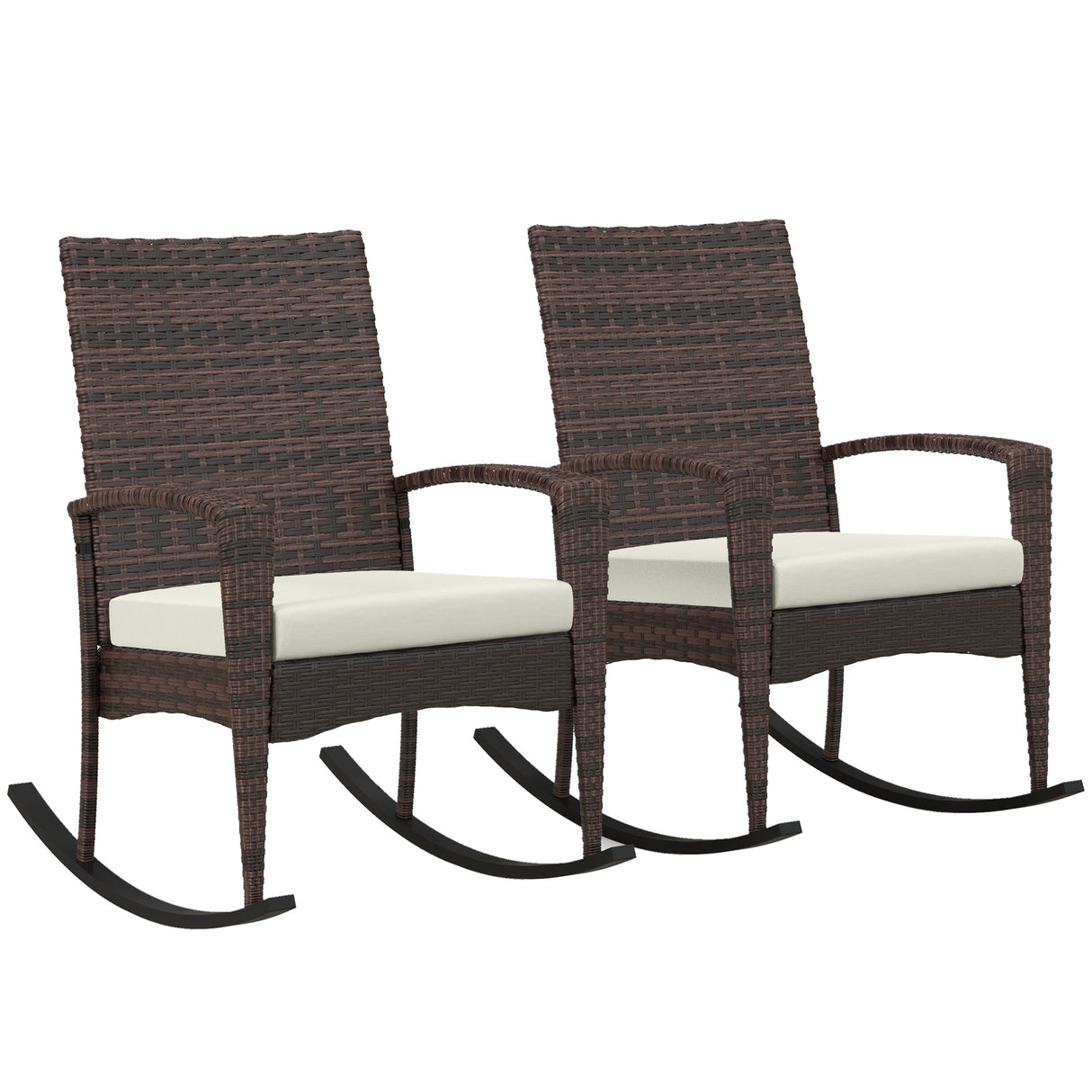 Poly Rattan Garden Rocking Armchair in Set of 2 - Velmora