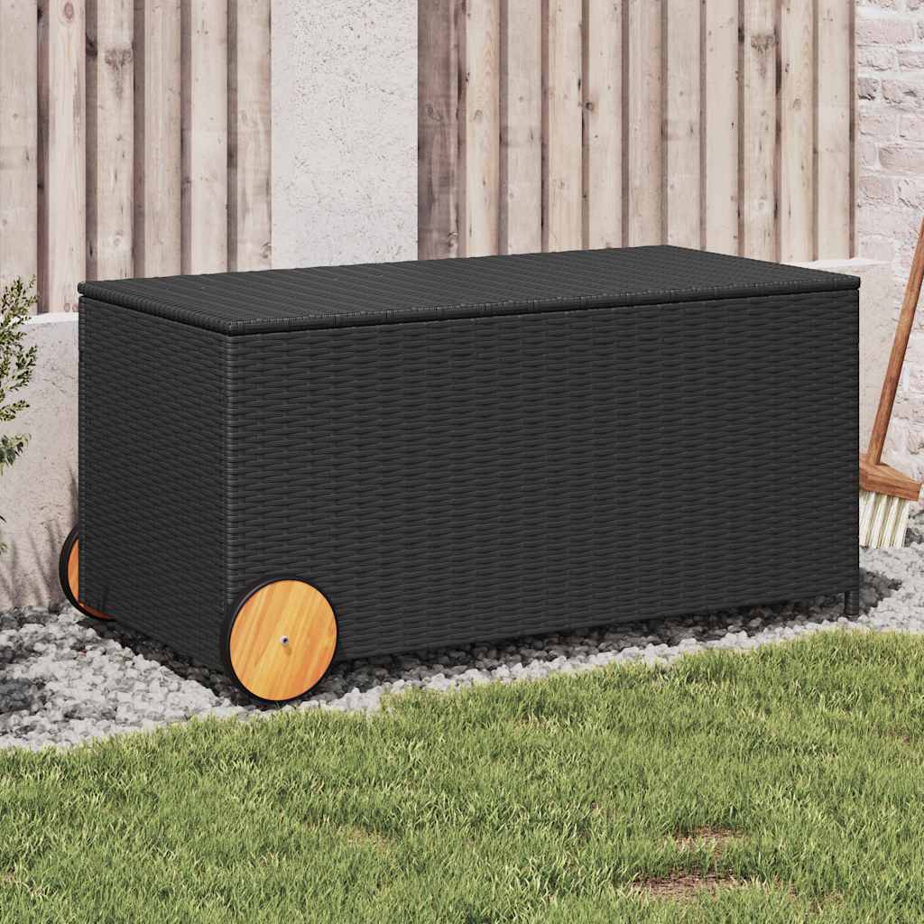 Poly Rattan Storage Box 107cm Wide – Wheeled Garden Chest | Cozy ...