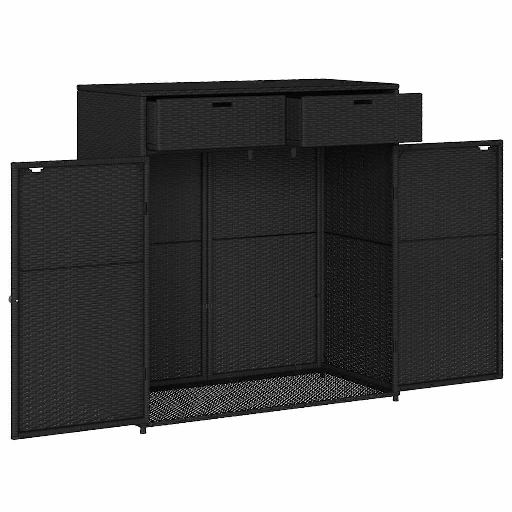 Poly Rattan Garden Storage Cabinet 105cm Wide With 2 Doors 2 Drawers - Vantage Home