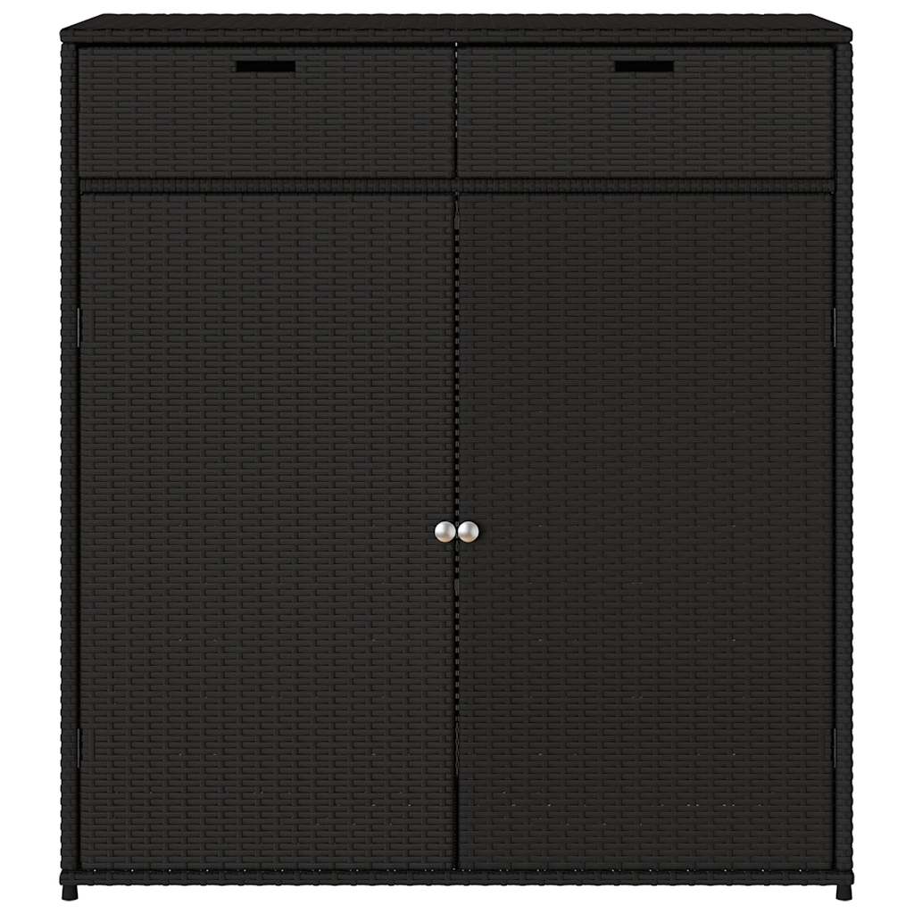 Poly Rattan Garden Storage Cabinet 105cm Wide With 2 Doors 2 Drawers - Vantage Home