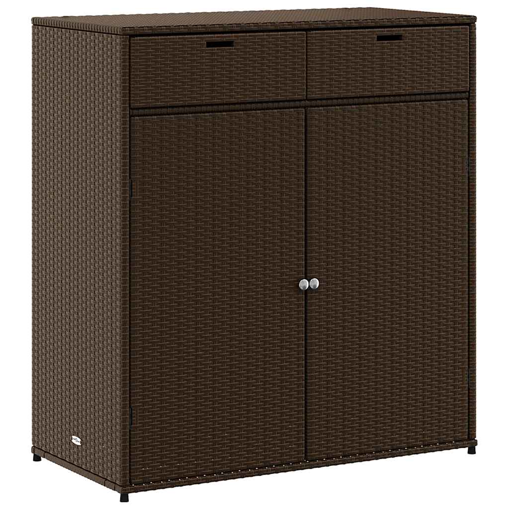 Poly Rattan Garden Storage Cabinet 105cm Wide With 2 Doors 2 Drawers - Vantage Home