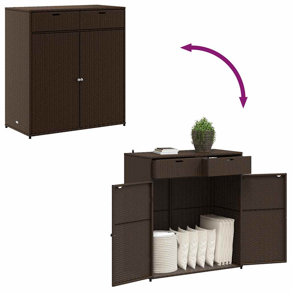 Poly Rattan Garden Storage Cabinet 105cm Wide With 2 Doors 2 Drawers - Vantage Home