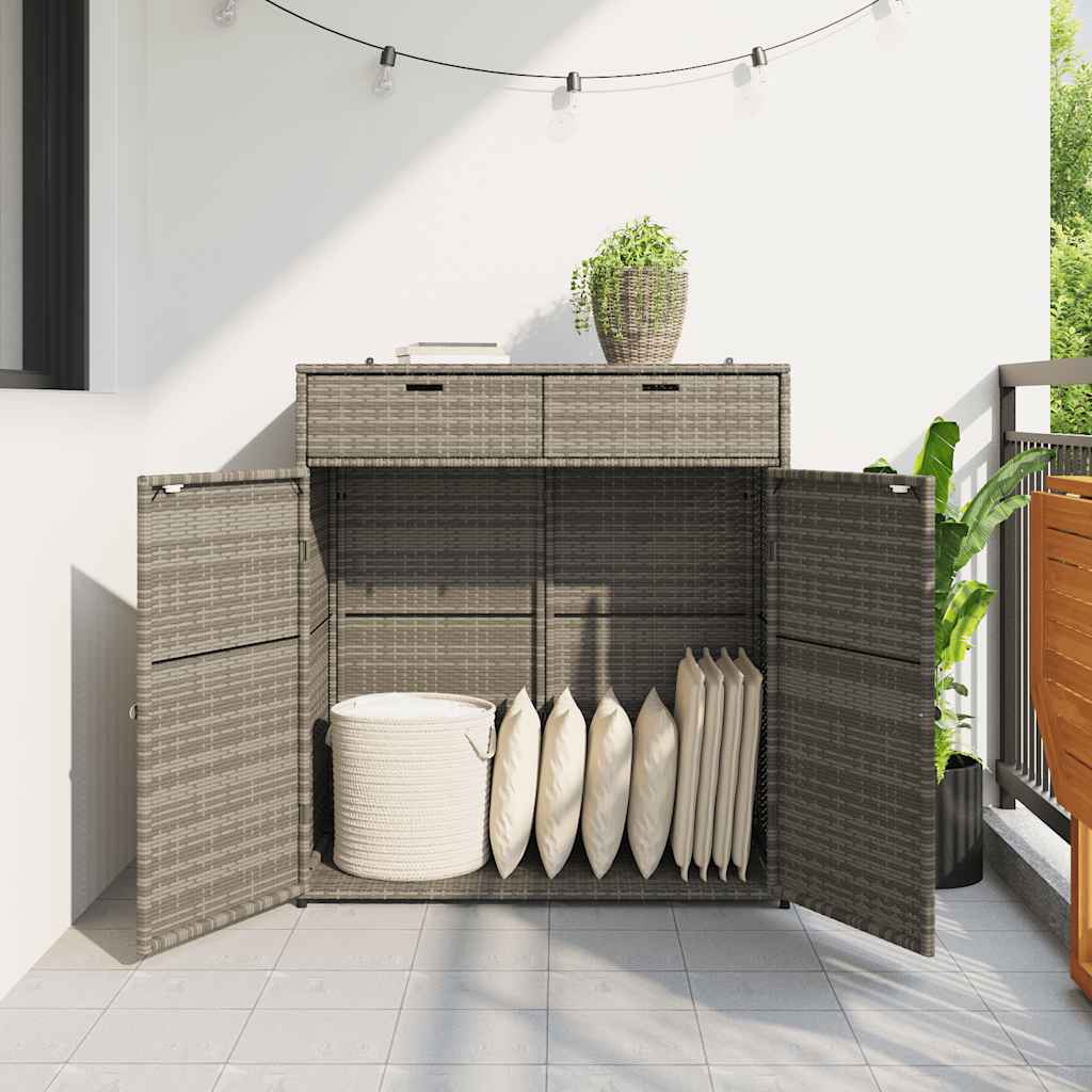 Poly Rattan Garden Storage Cabinet 105cm Wide With 2 Doors 2 Drawers - Vantage Home