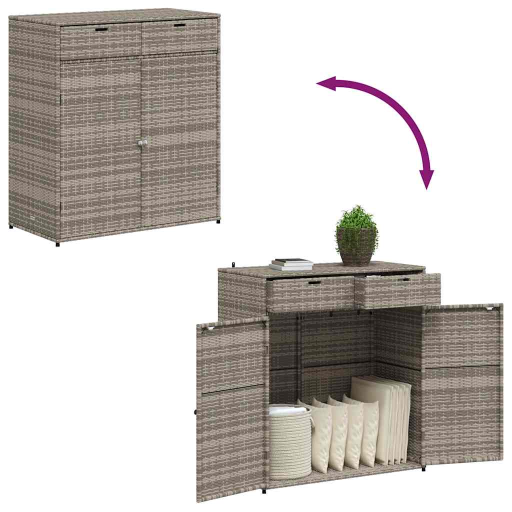 Poly Rattan Garden Storage Cabinet 105cm Wide With 2 Doors 2 Drawers - Vantage Home