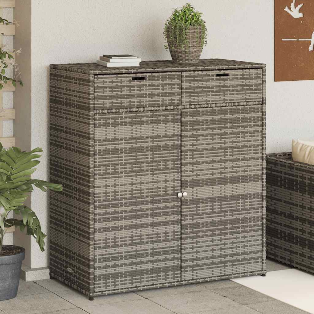 Poly Rattan Garden Storage Cabinet 105cm Wide With 2 Doors 2 Drawers - Vantage Home