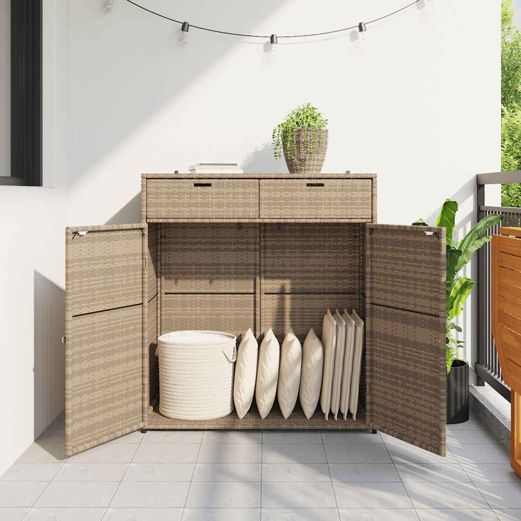 Poly Rattan Garden Storage Cabinet 105cm Wide With 2 Doors 2 Drawers - Vantage Home