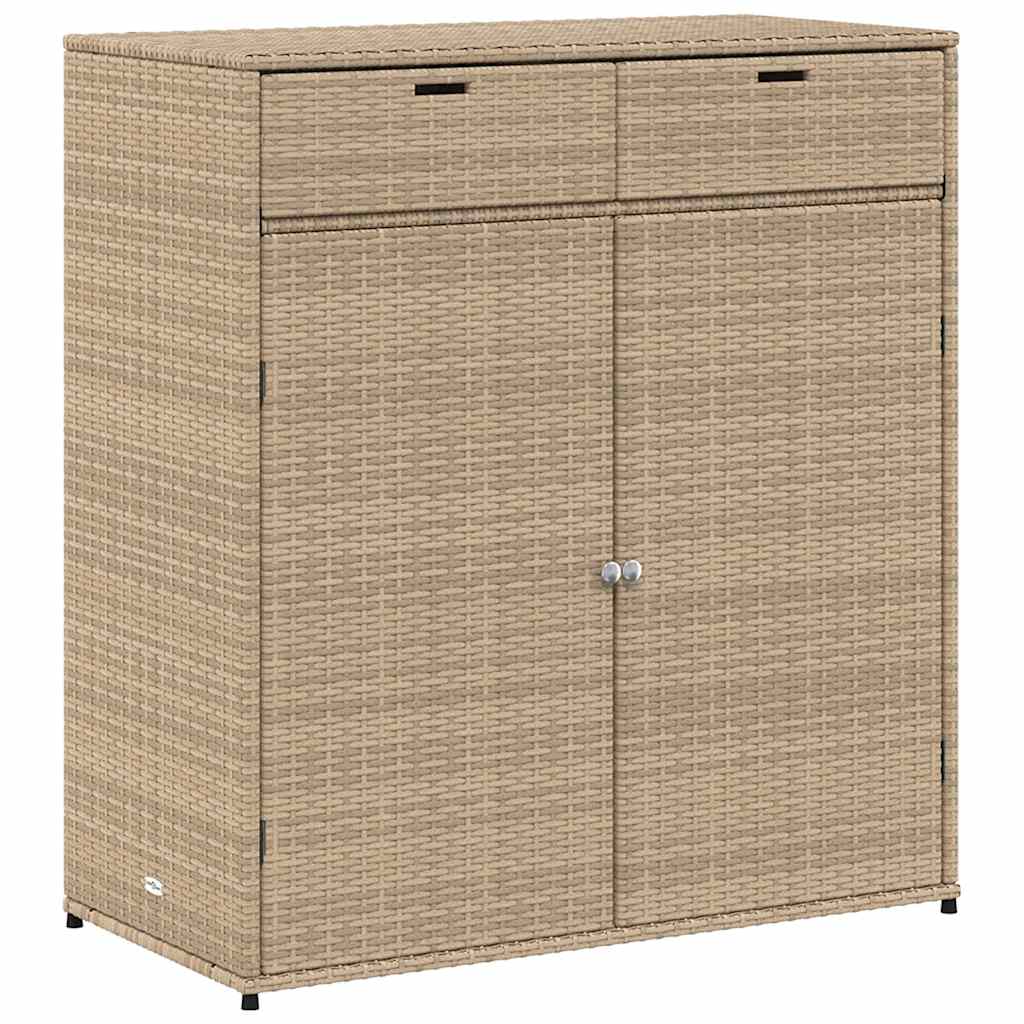 Poly Rattan Garden Storage Cabinet 105cm Wide With 2 Doors 2 Drawers - Vantage Home